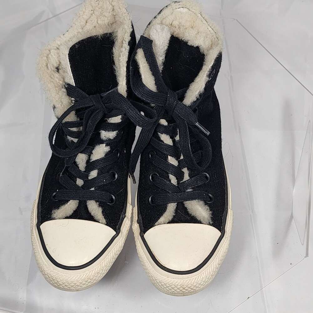 Converse All Star Chuck Taylor High Top Women 7 Wool/Faux Fur Sherpa Line Black - Picture 5 of 11